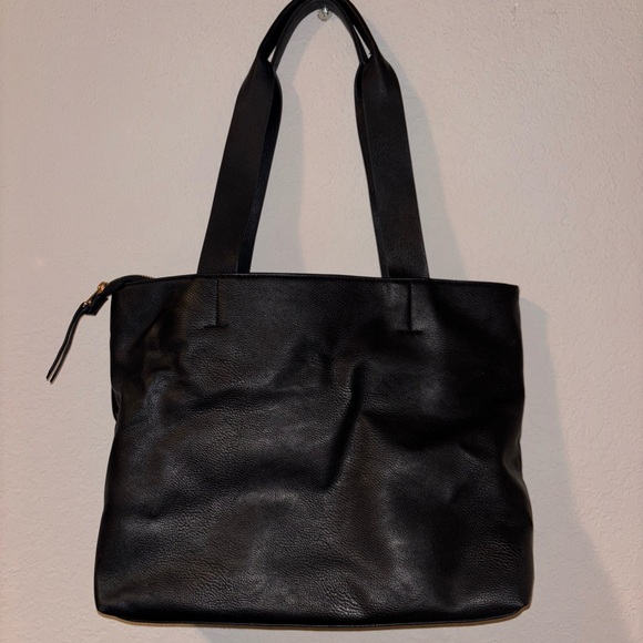Universal Thread Black Faux Leather Tote Bag - Picture 2 of 4